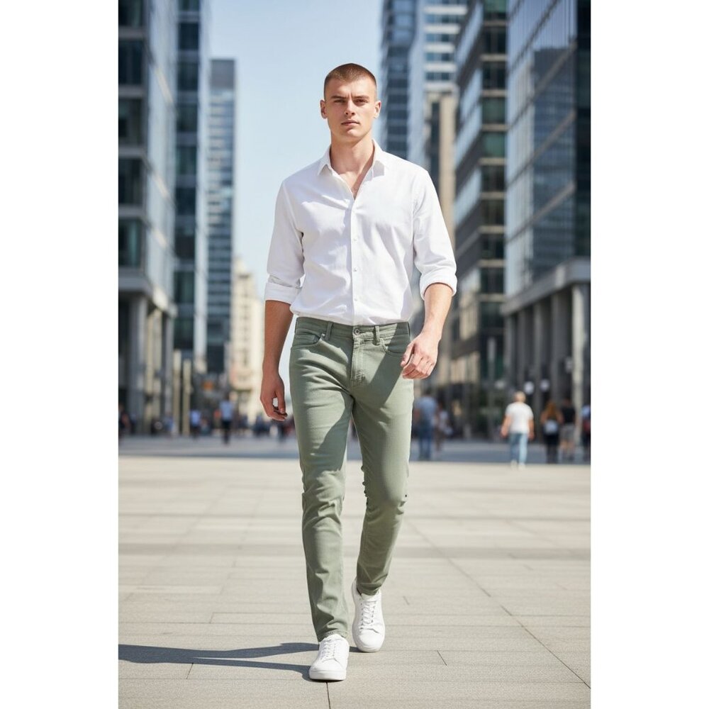 Cesare Attolini Green Chino Pants Size 38. New With Tags. Made In Italy